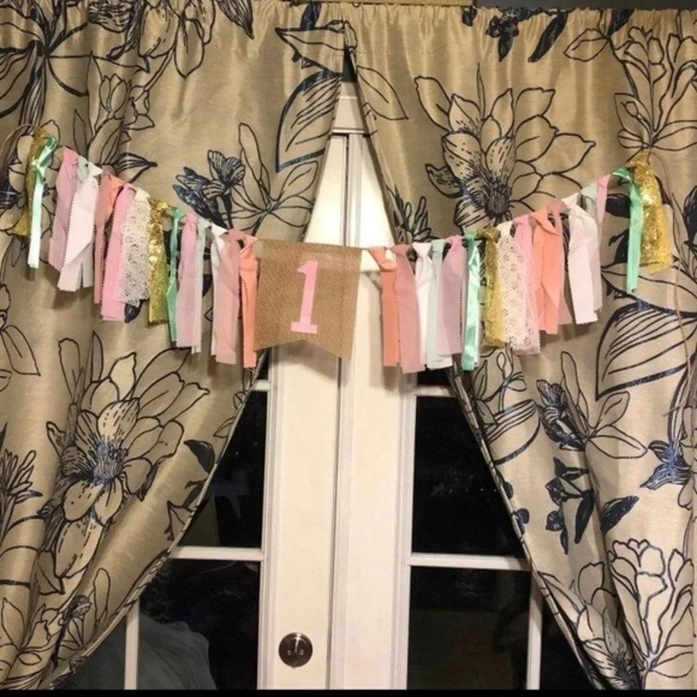 1 year‎ old banner burlap 5 foot ribbons
